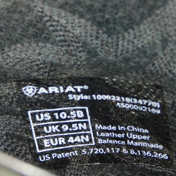 Ariat Men's Black Deertan Heritage R Toe Western Boots 10002218 Size 10.5B - Picture 8 of 11